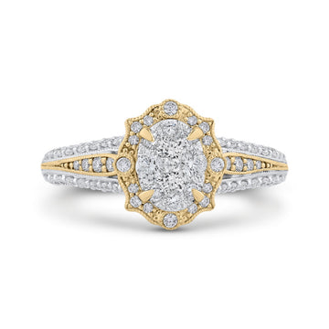 Round Diamond Engagement Ring in 14K Two Tone Gold